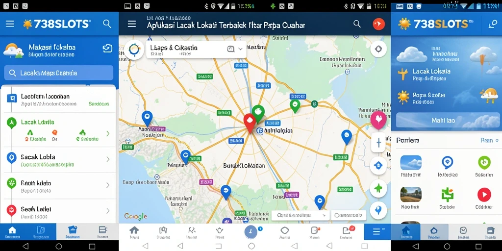 Tampilan antarmuka 738SLOTS menunjukkan peta lokasi yang akurat.