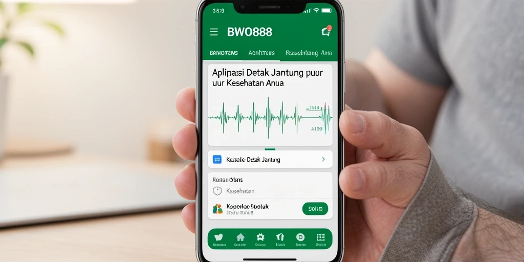 Tampilan antarmuka aplikasi BWO888 untuk detak jantung.