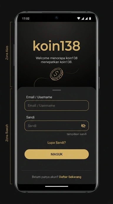 Tampilan halaman login koin138